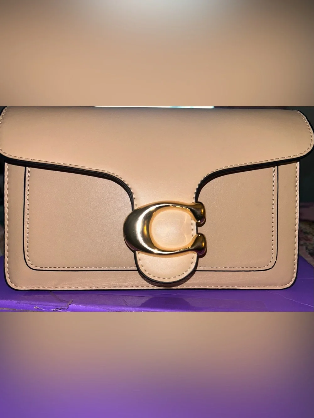 Inspired Coach Nude Leather Clasp Crossbody - Picture 1 of 6